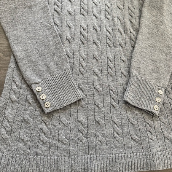 Talbots cable knit turtle neck lamb wool blend gray sweater size small - Picture 4 of 9